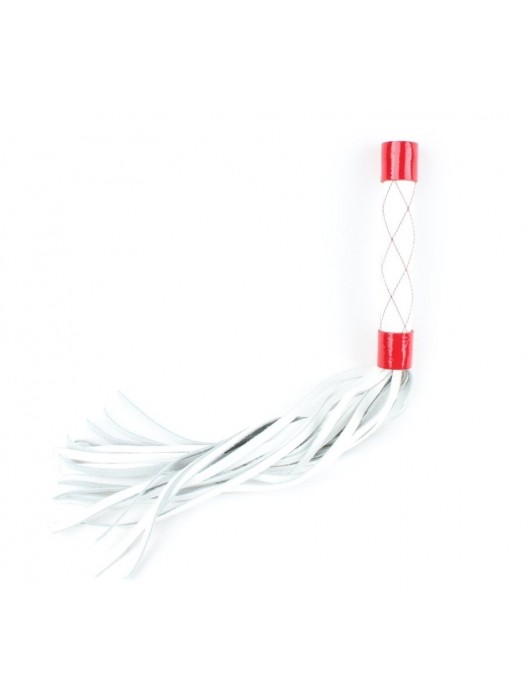 Бело-красная плеть средней длины с ручкой - 44 см. - БДСМ Арсенал - купить с доставкой в Мурманске