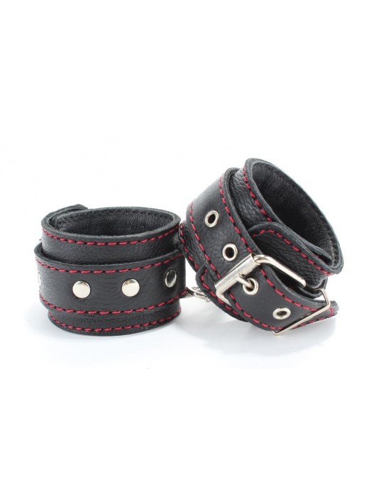 Черный бондажный набор с красной строчкой - БДСМ Арсенал - купить с доставкой в Мурманске