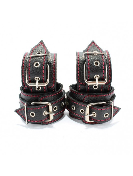 Черный бондажный набор с красной строчкой - БДСМ Арсенал - купить с доставкой в Мурманске