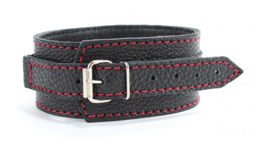 Черный ошейник из натуральной кожи с шипами - БДСМ Арсенал - купить с доставкой в Мурманске