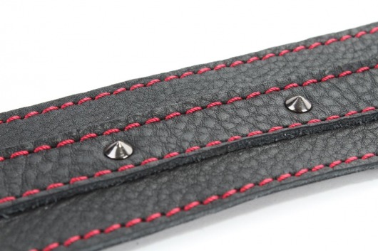 Черный ошейник из натуральной кожи с шипами - БДСМ Арсенал - купить с доставкой в Мурманске