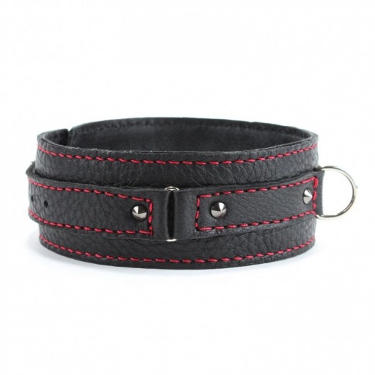 Черный ошейник из натуральной кожи с шипами - БДСМ Арсенал - купить с доставкой в Мурманске