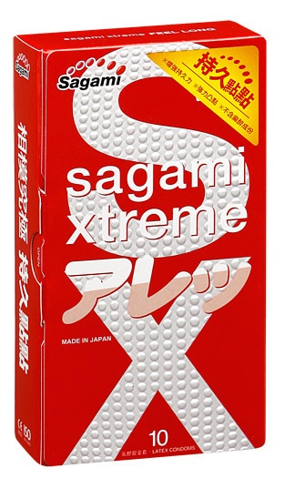Утолщенные презервативы Sagami Xtreme Feel Long с точками - 10 шт. - Sagami - купить с доставкой в Мурманске