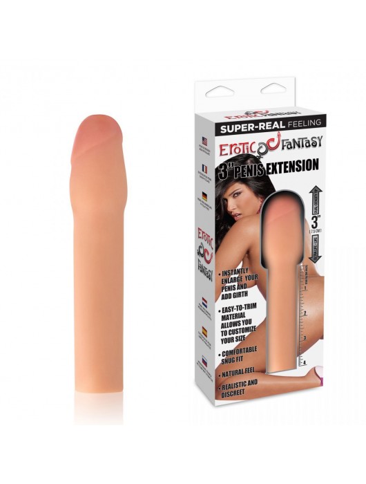Телесная реалистичная насадка для увеличения члена - 20 см. - Erotic Fantasy - в Мурманске купить с доставкой