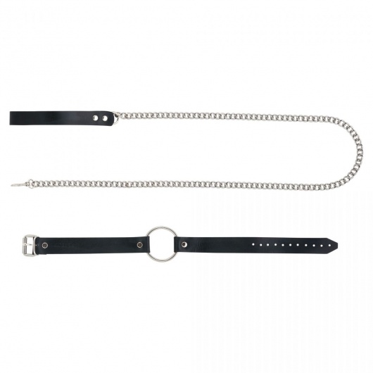 Черный поводок и чокер с кольцом Rada - Rebelts - купить с доставкой в Мурманске