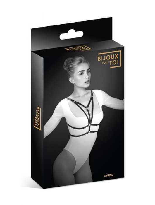 Черная упряжь на грудь Laura - Bijoux Pour Toi - купить с доставкой в Мурманске