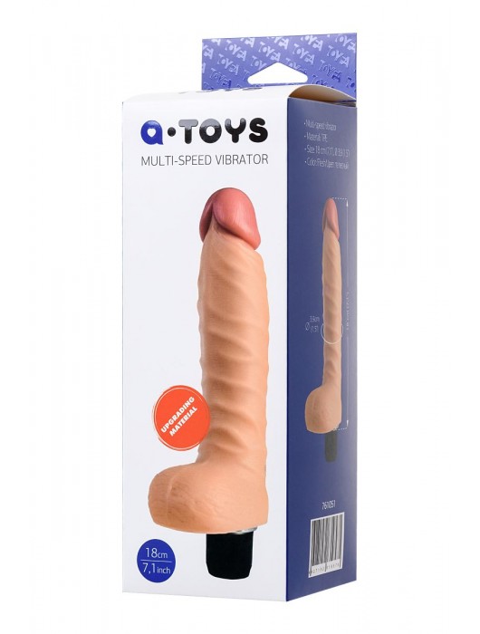 Телесный реалистичный мультискоростной вибратор - 20,5 см. - A-toys