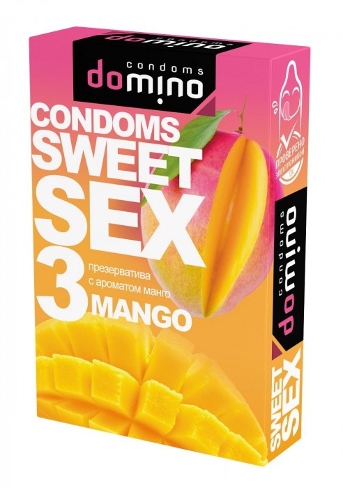 Презервативы для орального секса DOMINO Sweet Sex с ароматом манго - 3 шт. - Domino - купить с доставкой в Мурманске