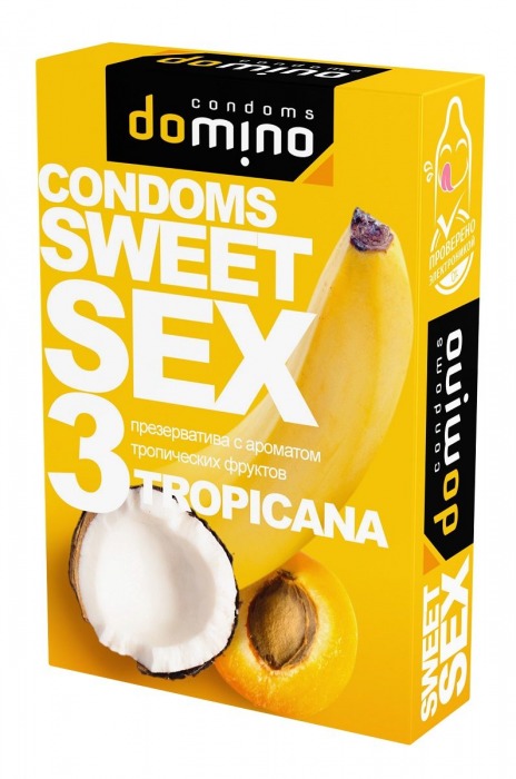 Презервативы для орального секса DOMINO Sweet Sex с ароматом тропических фруктов - 3 шт. - Domino - купить с доставкой в Мурманске