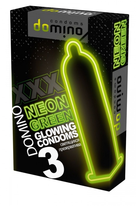 Презервативы DOMINO Neon Green со светящимся в темноте кончиком - 3 шт. - Domino - купить с доставкой в Мурманске