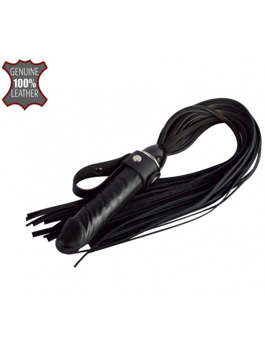 Черная плеть  Ковбой  с ручкой-фаллосом - 55 см. - Sitabella - купить с доставкой в Мурманске
