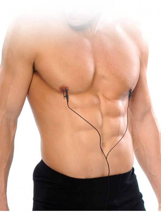 Черные электрические зажимы для сосков Shock Therapy Nipple Clamps - Pipedream - купить с доставкой в Мурманске