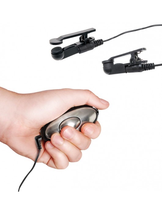 Черные электрические зажимы для сосков Shock Therapy Nipple Clamps - Pipedream - купить с доставкой в Мурманске