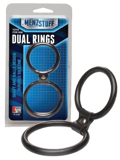 Чёрное двойное эрекционное кольцо Dual Rings Black - Dream Toys - в Мурманске купить с доставкой