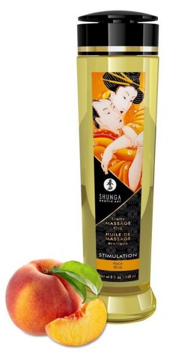 Массажное масло для тела с ароматом персика Stimulation - 240 мл. - Shunga - купить с доставкой в Мурманске