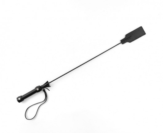 Черный кожаный стек с ручкой Ladys Arsenal - БДСМ Арсенал - купить с доставкой в Мурманске