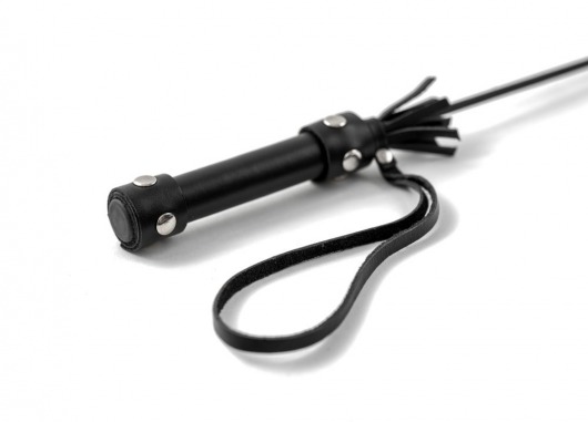 Черный кожаный стек с ручкой Ladys Arsenal - БДСМ Арсенал - купить с доставкой в Мурманске