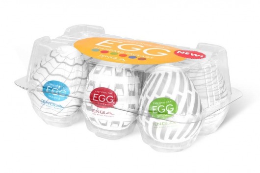 Набор из 6 мастурбаторов Tenga EGG Easy Beat с различным рельефом - Tenga - в Мурманске купить с доставкой