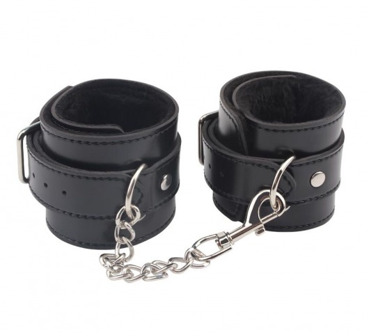 Черные оковы на ноги Obey Me Leather Ankle Cuffs - Chisa - купить с доставкой в Мурманске