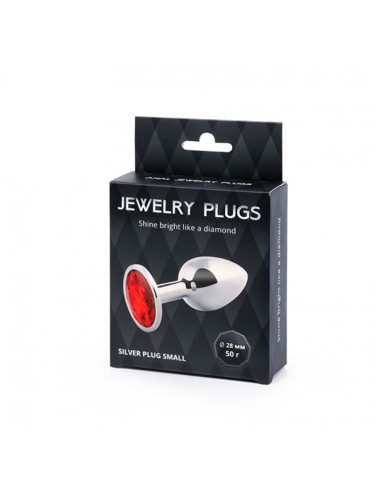 Серебристая анальная пробка с красным стразом - 7,2 см. - Anal Jewelry Plug - купить с доставкой в Мурманске