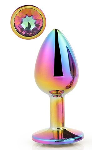 Голографическая анальная втулка с радужным кристаллом - 7,1 см. - Dream Toys - купить с доставкой в Мурманске