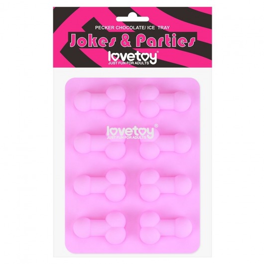 Розовая формочка для льда и шоколада Pecker Chocolate/Ice Tray - Lovetoy - купить с доставкой в Мурманске