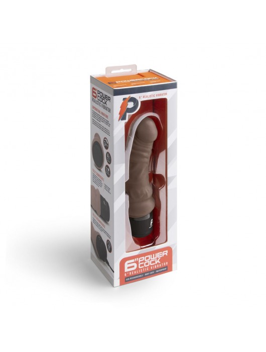 Коричневый вибратор-реалистик 6  Realistic Vibrator - 17 см. - PowerCocks