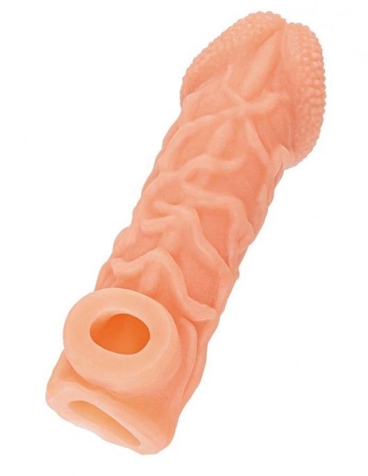 Телесная закрытая насадка с венками Cock Sleeve Size S - 13,8 см. - KOKOS - в Мурманске купить с доставкой