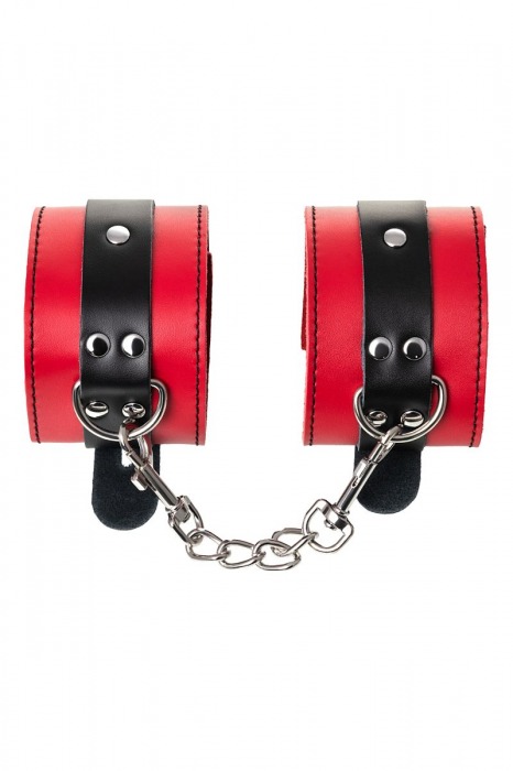 Красно-черные оковы на ноги из кожи - ToyFa - купить с доставкой в Мурманске