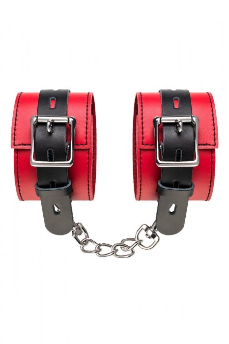 Красно-черные оковы на ноги из кожи - ToyFa - купить с доставкой в Мурманске