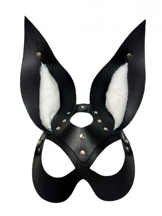 Черная маска зайки с белым мехом на ушках Miss Bunny - БДСМ Арсенал - купить с доставкой в Мурманске