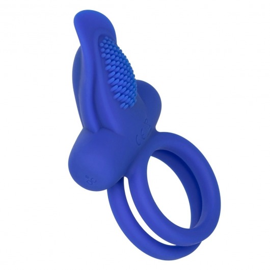 Синее перезаряжаемое эрекционное кольцо Silicone Rechargeable Dual Pleaser Enhancer - California Exotic Novelties - в Мурманске купить с доставкой