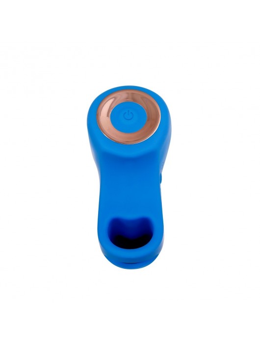 Синяя вибронасадка на палец с подвижным язычком Flick It - Gender X