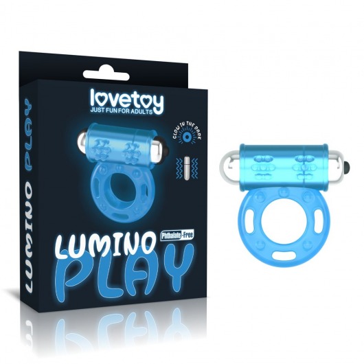 Голубое, светящееся в темноте эрекционное виброкольцо Lumino Play Vibrating Penis Ring - Lovetoy - в Мурманске купить с доставкой