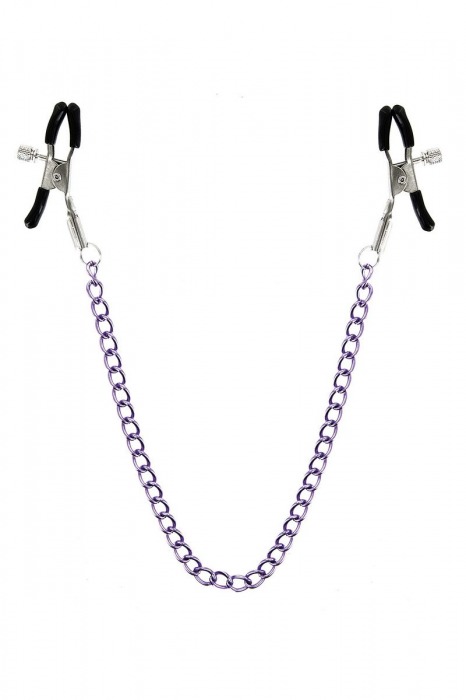 Зажимы для сосков с фиолетовой цепочкой Sweet Caress Nipple Chain - Sweet Caress - купить с доставкой в Мурманске