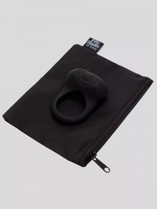 Черное эрекционное виброкольцо Sensation Rechargeable Vibrating Love Ring - Fifty Shades of Grey - в Мурманске купить с доставкой