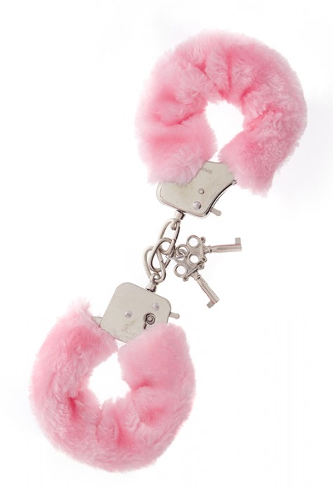 Металлические наручники с розовой меховой опушкой METAL HANDCUFF WITH PLUSH PINK - Dream Toys - купить с доставкой в Мурманске