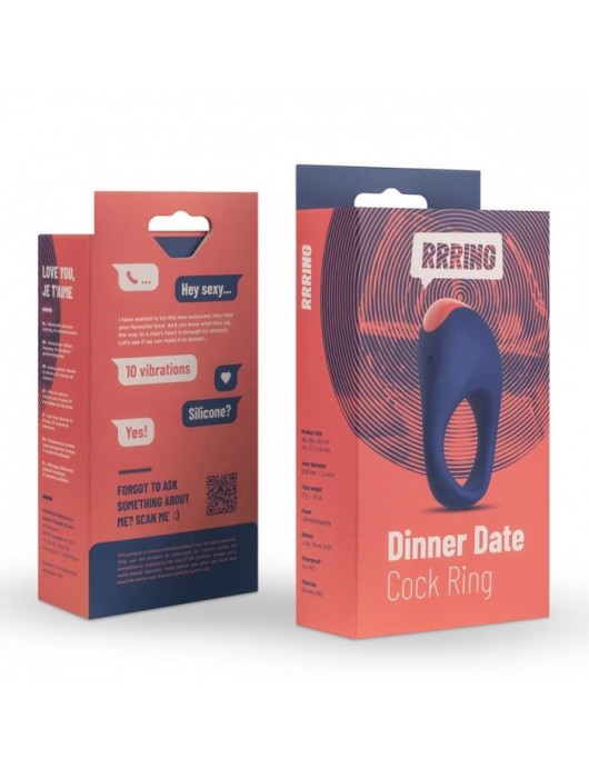 Синее эрекционное кольцо RRRING Dinner Date Cock Ring - FeelzToys - в Мурманске купить с доставкой
