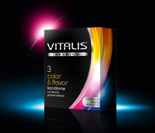 Цветные ароматизированные презервативы VITALIS PREMIUM color   flavor - 3 шт. - Vitalis - купить с доставкой в Мурманске