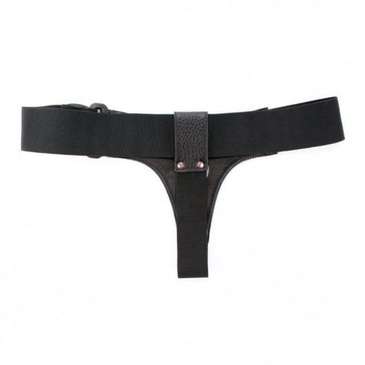Чёрные трусики для страпона из натуральной кожи - БДСМ Арсенал - купить с доставкой в Мурманске