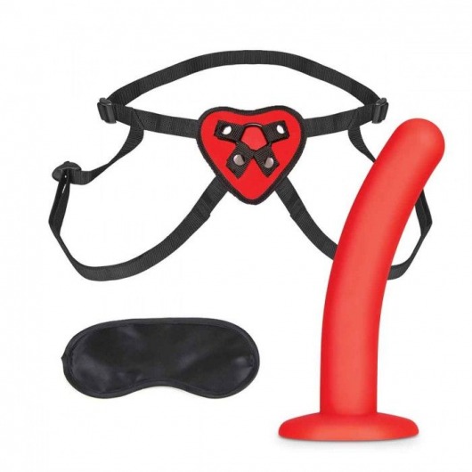 Красный поясной фаллоимитатор Red Heart Strap on Harness   5in Dildo Set - 12,25 см. - Lux Fetish - купить с доставкой в Мурманске