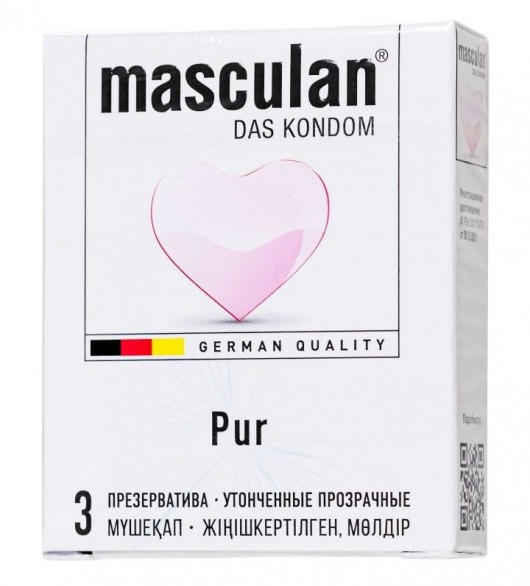 Супертонкие презервативы Masculan Pur - 3 шт. - Masculan - купить с доставкой в Мурманске