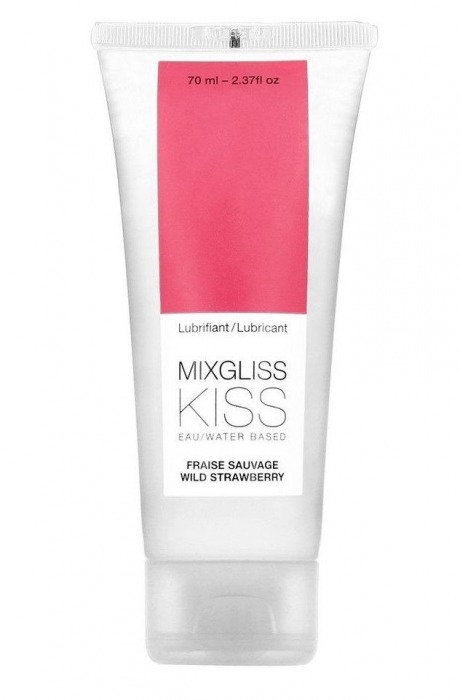 Смазка на водной основе Mixgliss Kiss с ароматом земляники - 70 мл. - Mixgliss - купить с доставкой в Мурманске