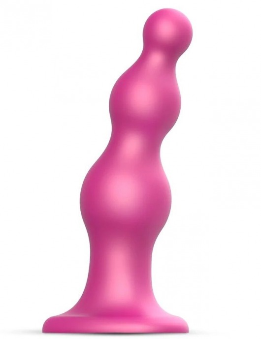 Розовая насадка Strap-On-Me Dildo Plug Beads size L - Strap-on-me - купить с доставкой в Мурманске