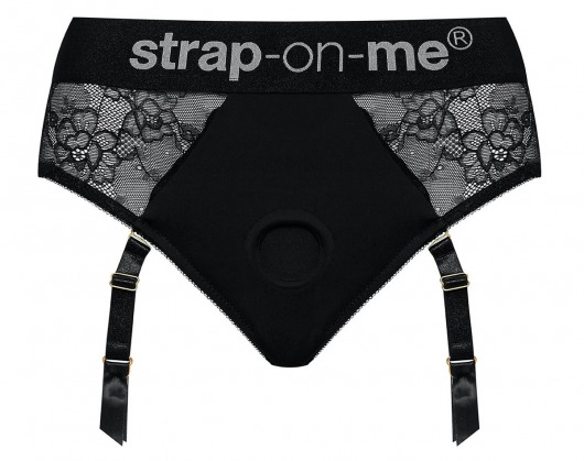 Черные трусики для насадок Diva Lingerie Harness - size S - Strap-on-me - купить с доставкой в Мурманске
