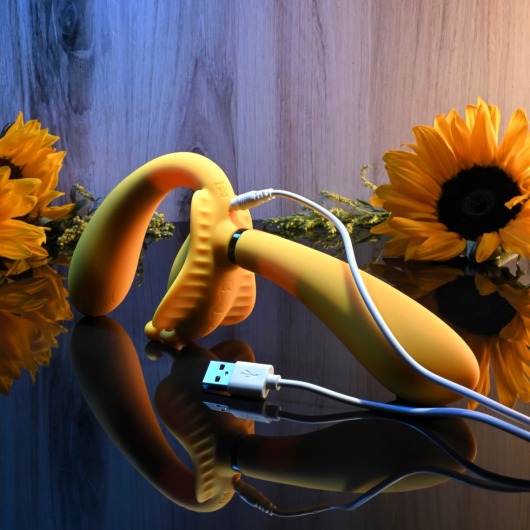 Желтый безремневой вибрострапон The Monarch - 23 см. - Evolved - купить с доставкой в Мурманске