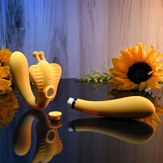 Желтый безремневой вибрострапон The Monarch - 23 см. - Evolved - купить с доставкой в Мурманске