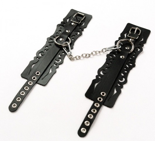 Узорчатые кожаные оковы с регулируемыми ремешками - Crazy Handmade - купить с доставкой в Мурманске