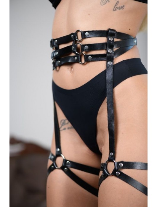 Кожаные гартеры на поясе Esteria - БДСМ Арсенал - купить с доставкой в Мурманске