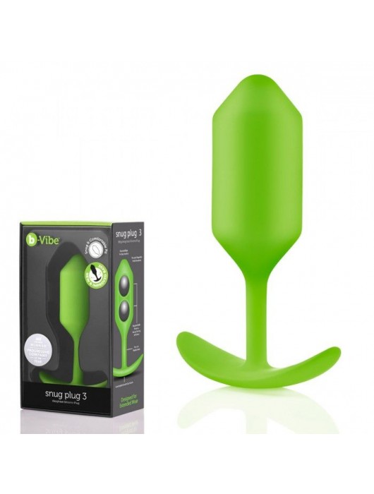 Лаймовая пробка для ношения B-vibe Snug Plug 3 - 12,7 см. - b-Vibe